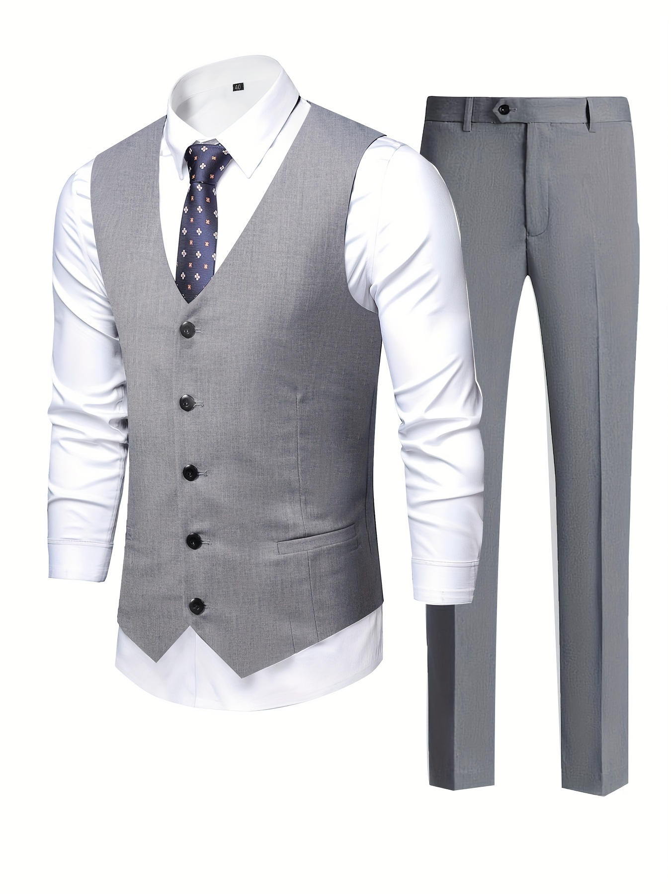 Conjunto pantalón y chaleco traje gris
