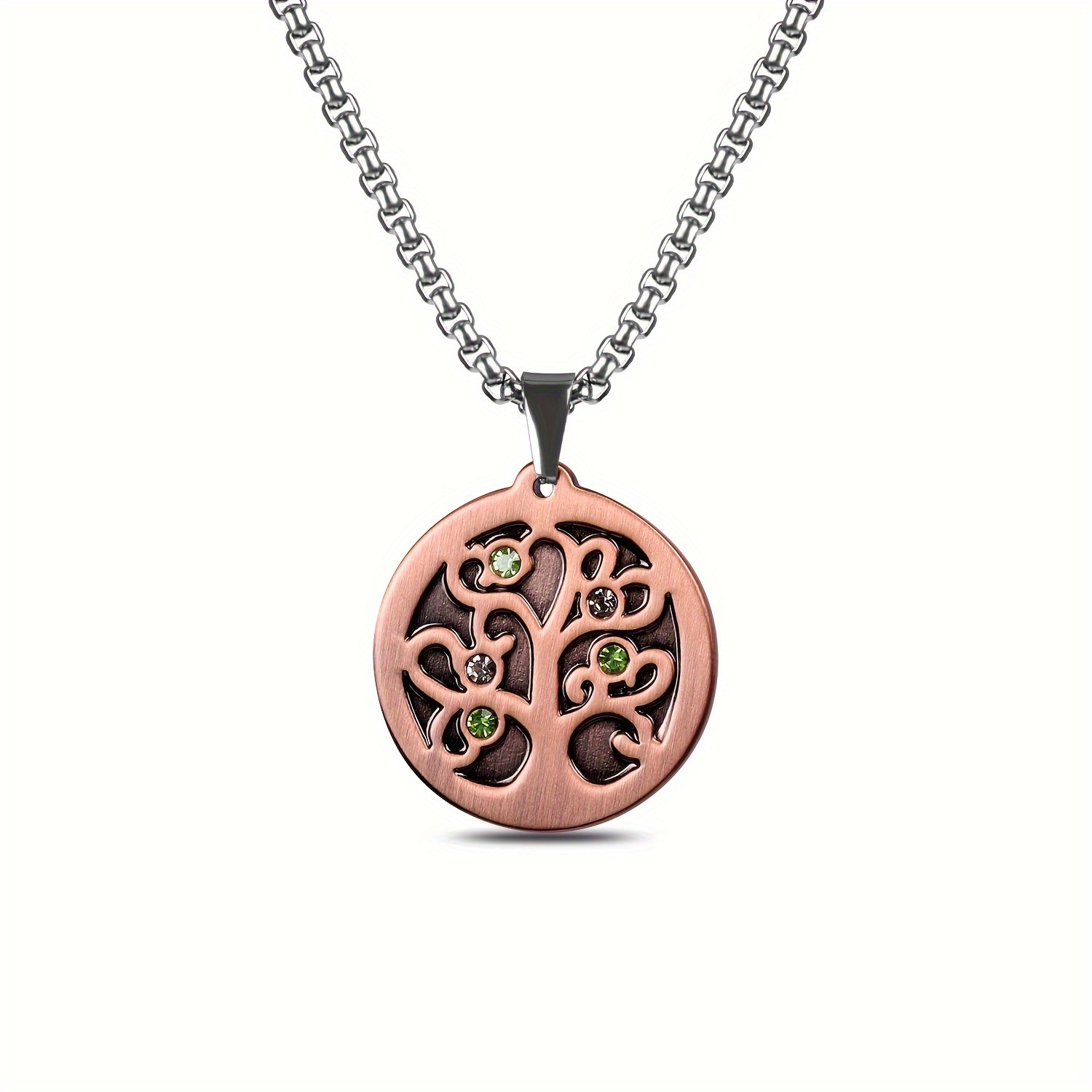 1pc Pure Copper Pendant Necklace For Men And Women, Tree Of Life Pendant  Necklace For Men