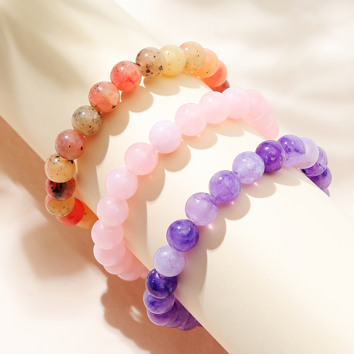 Beads Elastic Bracelet Various Colors Irregular Gravel Faux - Temu