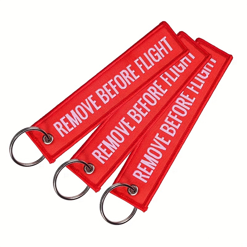 

3pcs Set Aviation Gifts Remove Before Flight Memorial Key Embroidery Pendant Tags Keychain Rectangle Keyring