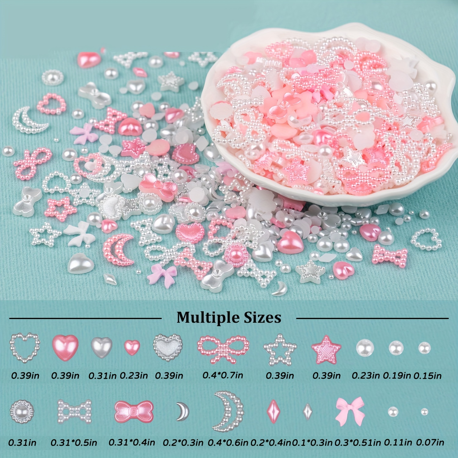 3d Multi Shapes Nail Charms And Flatback Pearls mix Styles - Temu