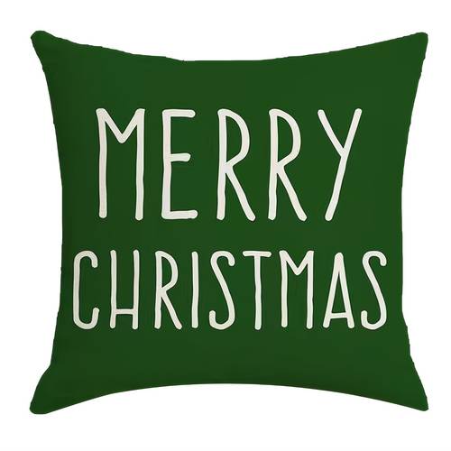 1pc Christmas Letter Pillow Covers 18 X 18 Inches, Square Pillow Covers, Printed Cushion Covers, Suitable For Sofas, Couches, Beds And Cars