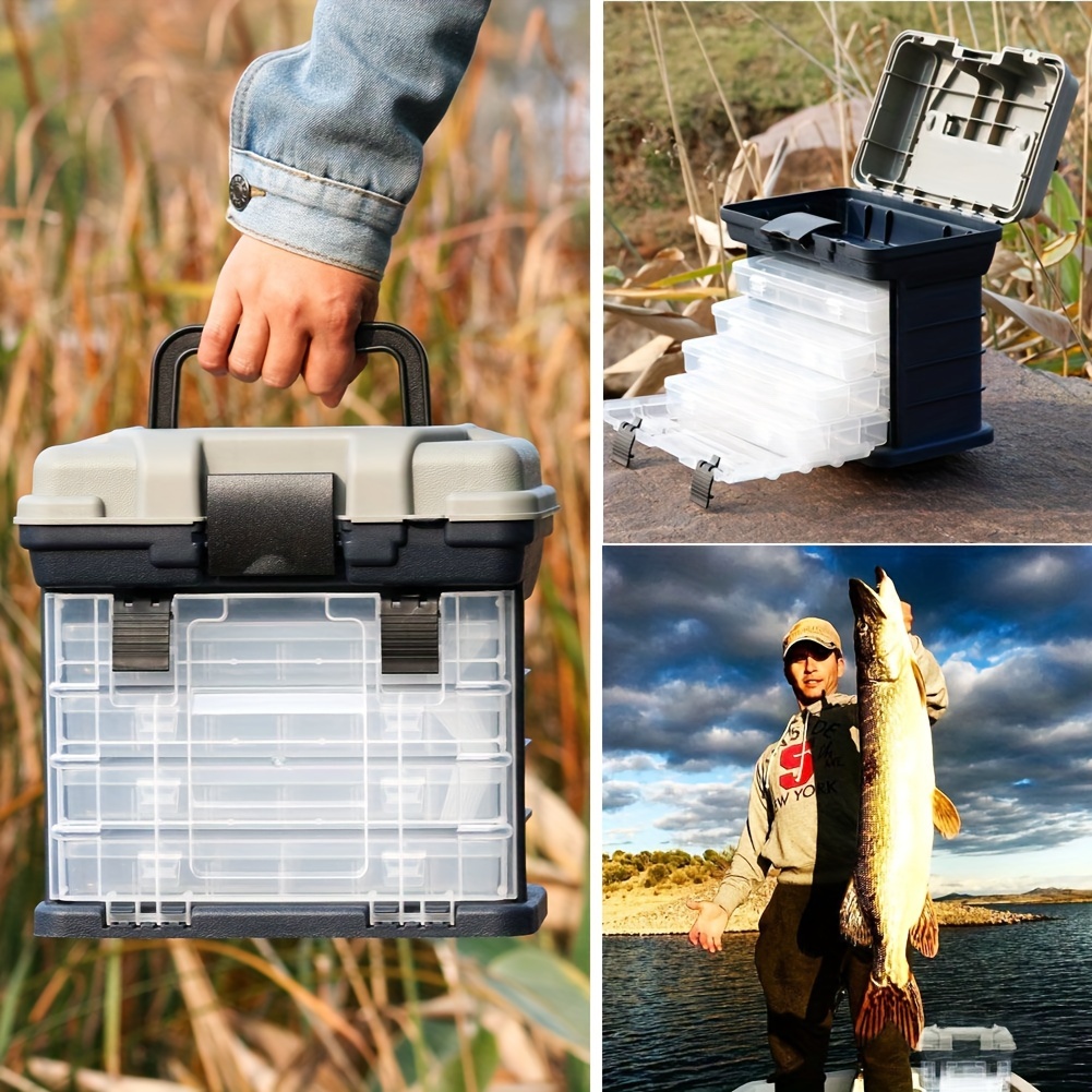 1pc Multifunctional Fishing Tackle Organized Box, Portable Multi Layer  Storage Case For Hooks, Baits, And More