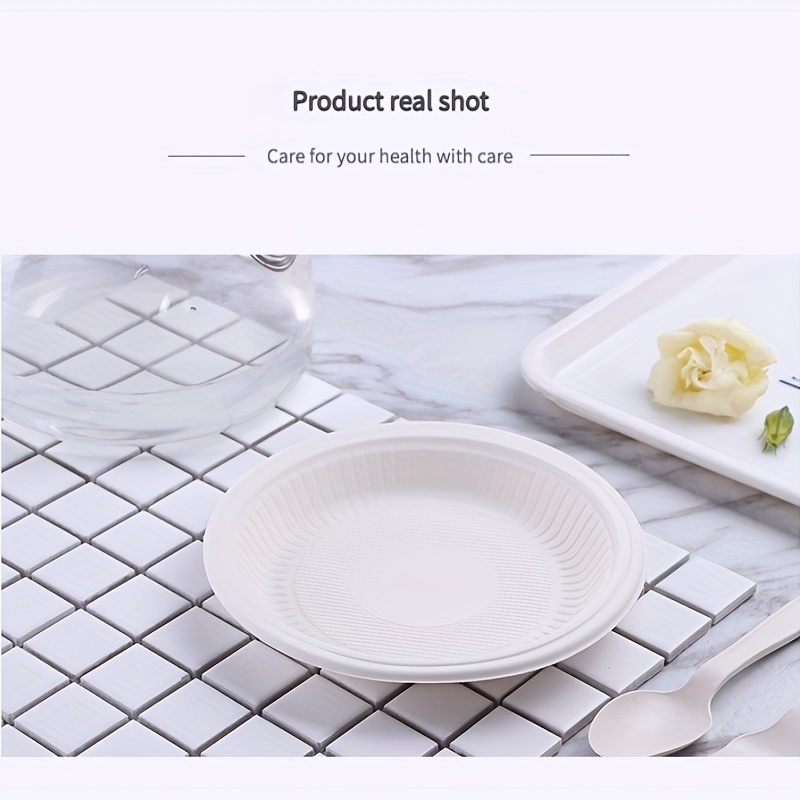 White Plastic Plates Food Grade Biodegradable Dinner Plates - Temu