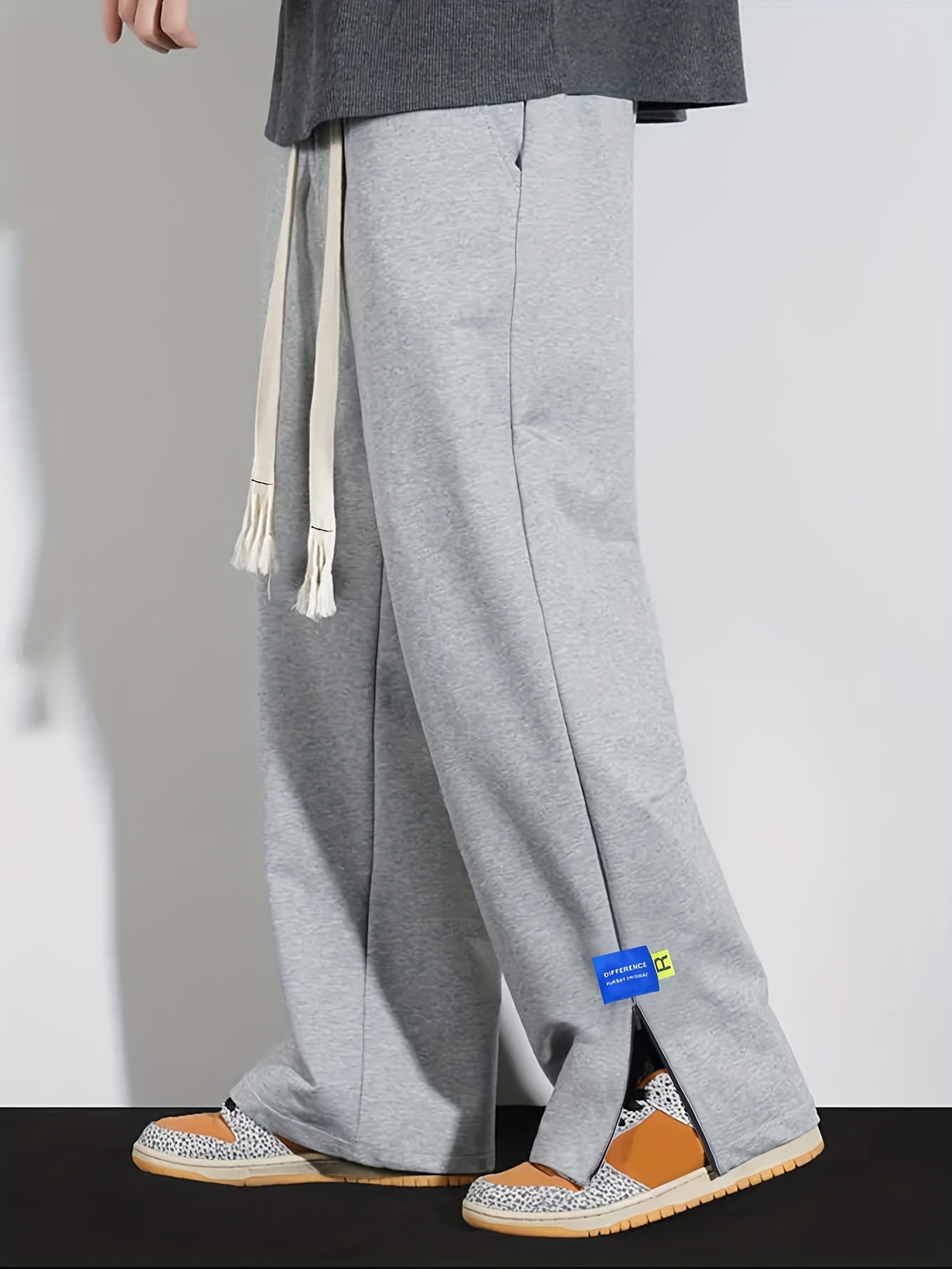 Solid Slim Flare Leg Sweatpants Casual Drawstring Pocket - Temu Canada