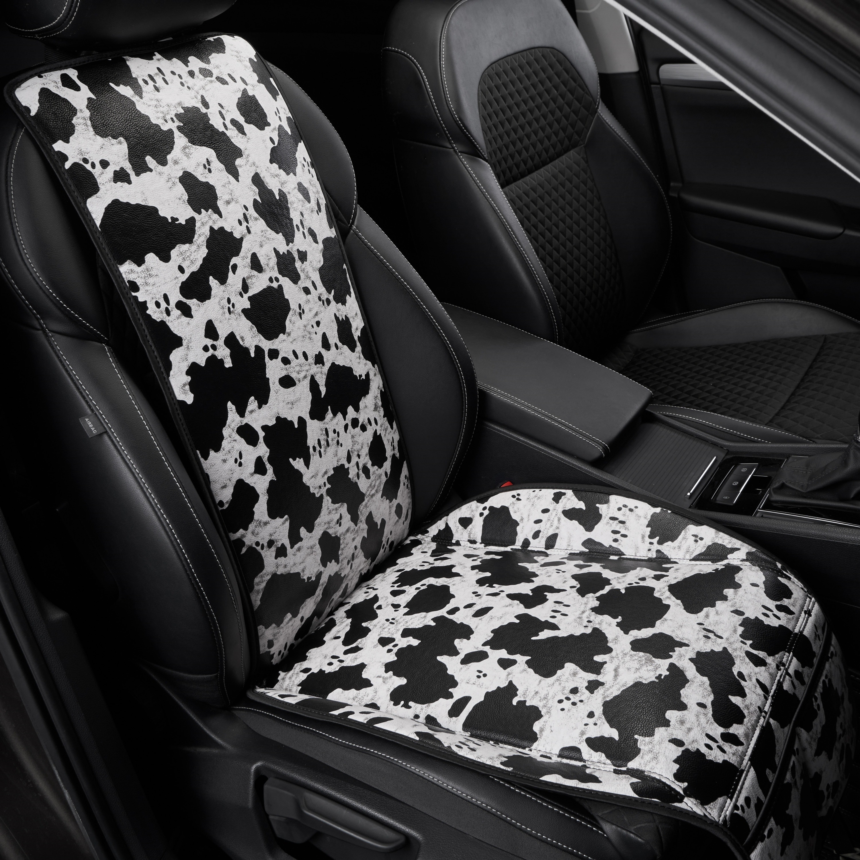 Cow Print Car Seat Cover Faux Leather Car Seat Protector - Temu