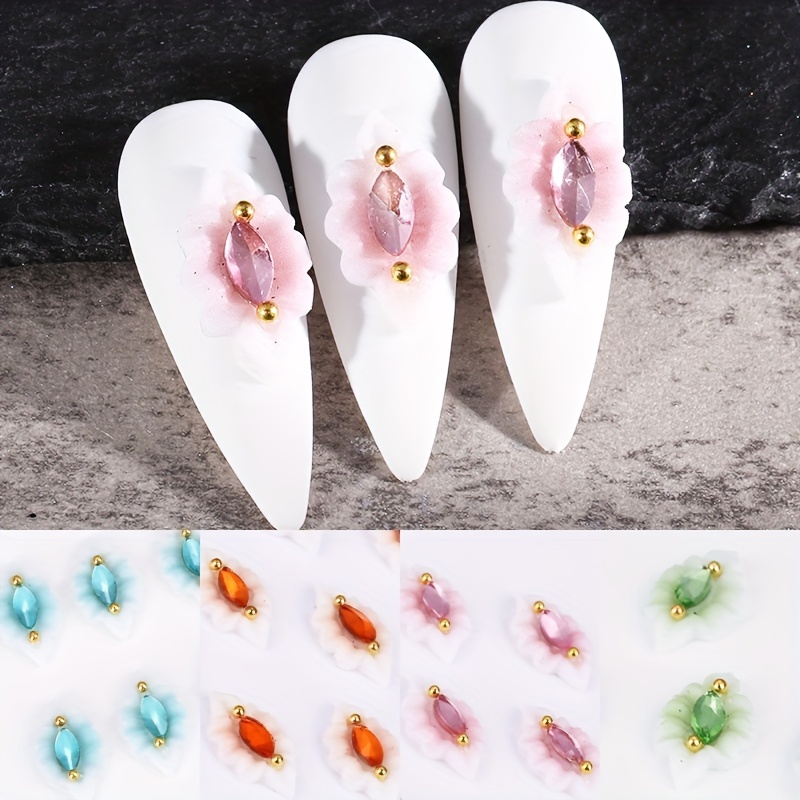 20pcs 3D Flatback Drop Horse Eye Nail Art Beads Colorful Glitter  Rhinestones Flat Shaped Acrylic Beads