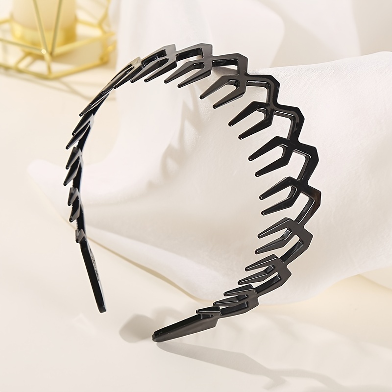 2pcs Wavy Long Tooth Wide Hairband Solid Tortoiseshell Non slip Headband