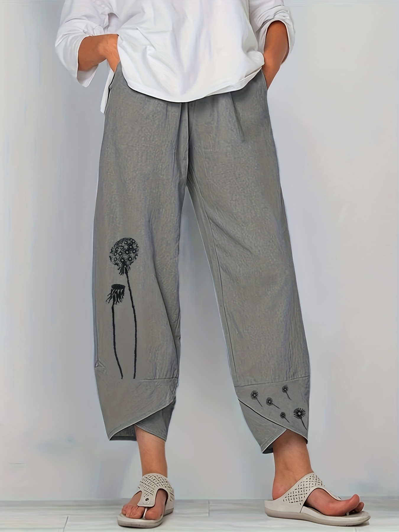 Men Cottonlinen Look Summer Pants Loose Baggy Holiday Beach Trousers   Fruugo IN