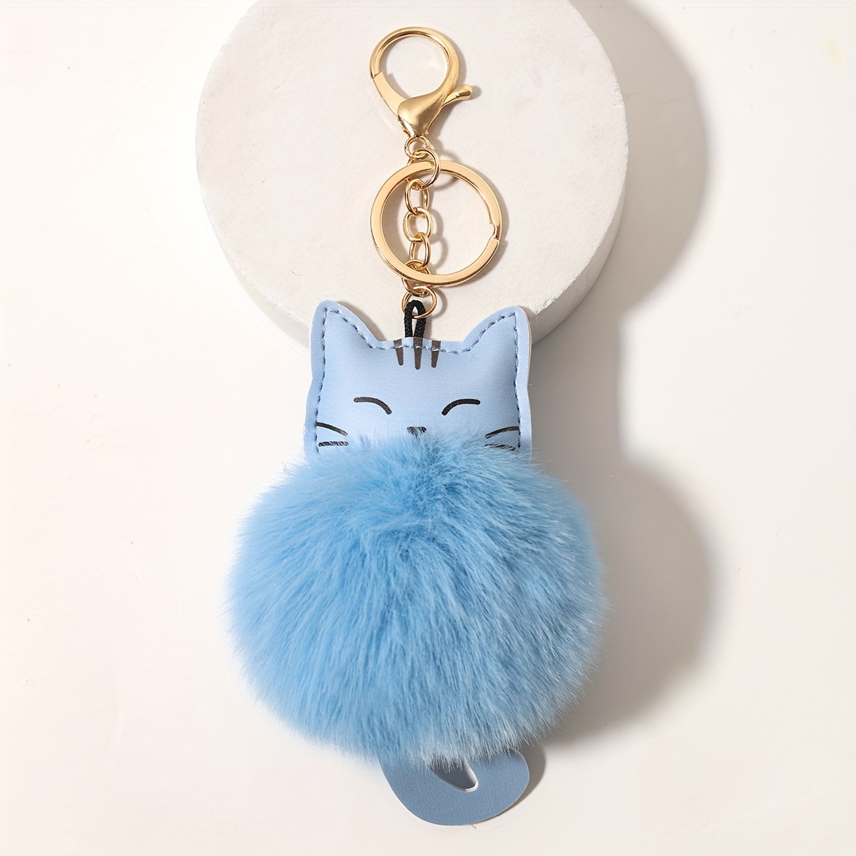 Cartoon Animal Pom Pom Keychain Cute Plush Doll Key Chain Ring Purse Bag  Backpack Charm Car Hanging Pendant Women Girls Gift - Temu