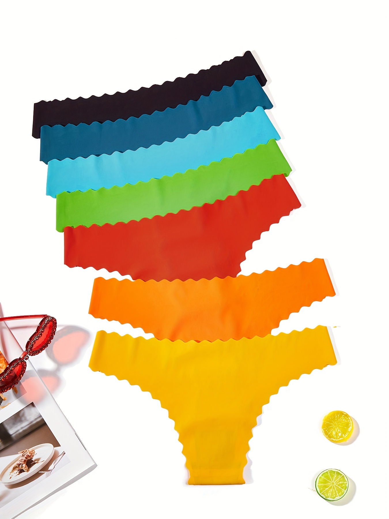 3 Pcs Soft Color Panties, Lightweight Scalloped Briefs, Women's Underwear &  Lingerie