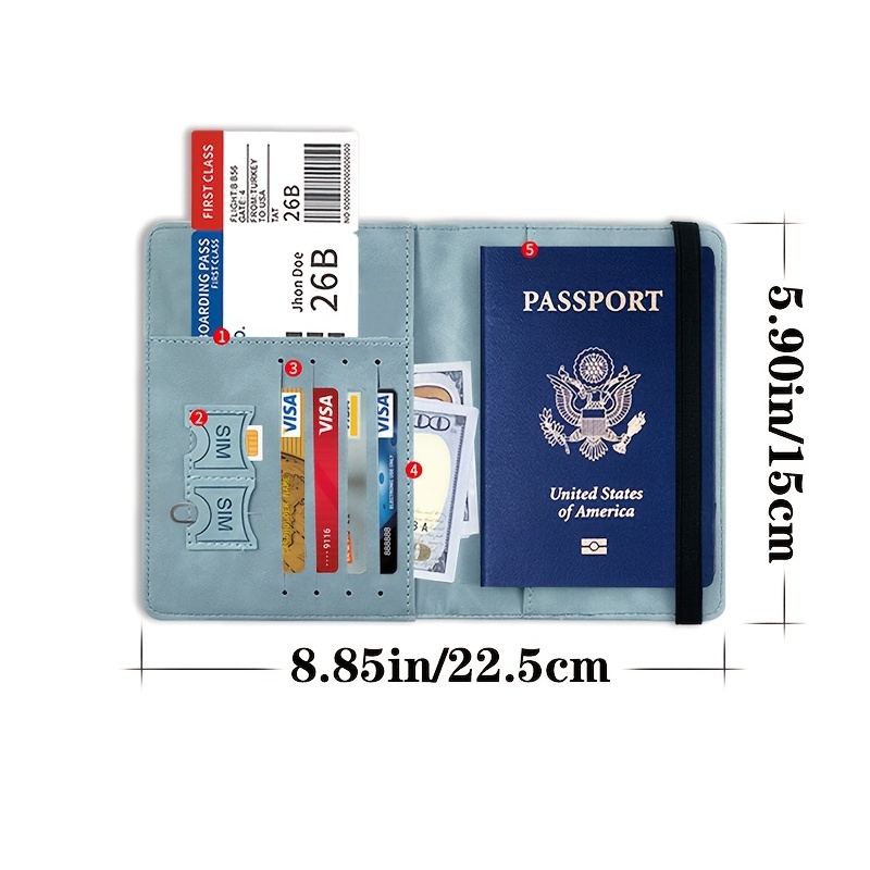 Porta Pasaporte Funda Cartera De Piel Para Pasaporte USA Tarjetas Y  Documentos