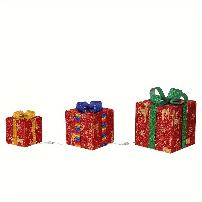3pcs Boîtes Cadeaux Lumineuses De Noël, Décorations De Noël Lumineuses Pour  L'Intérieur Et L'Extérieur, Illumine Jupe De Sapin De Noël Ornament