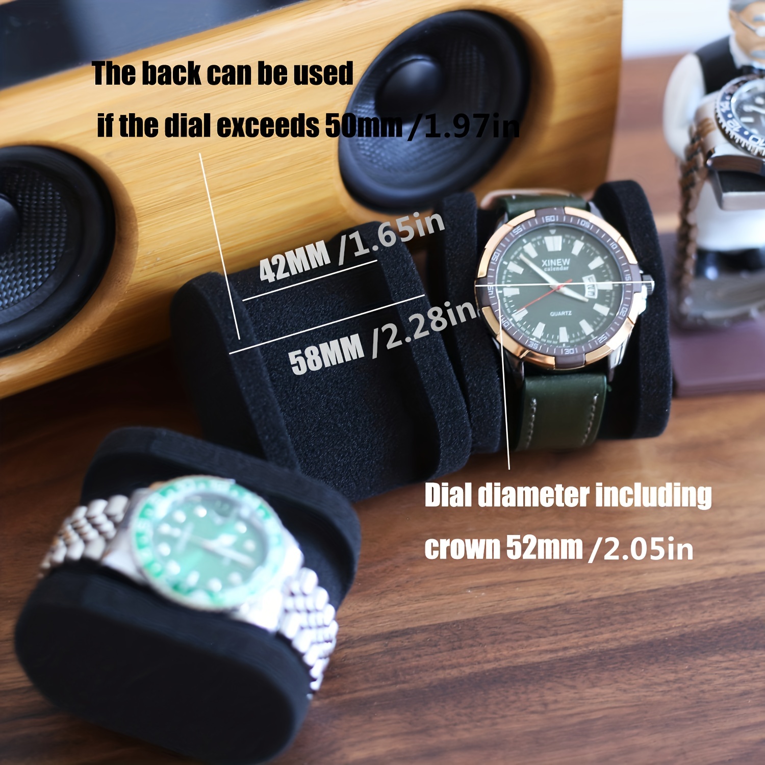  15 ranuras reloj caja organizador/hombres reloj pantalla caja  de almacenamiento se adapta a todos los relojes de pulsera y relojes  inteligentes de hasta 1.654 in - negro : Ropa, Zapatos y Joyería
