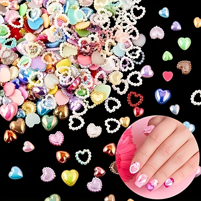 3d Alloy Half Heart Shaped Nail Art Charms With Rhinestones - Temu
