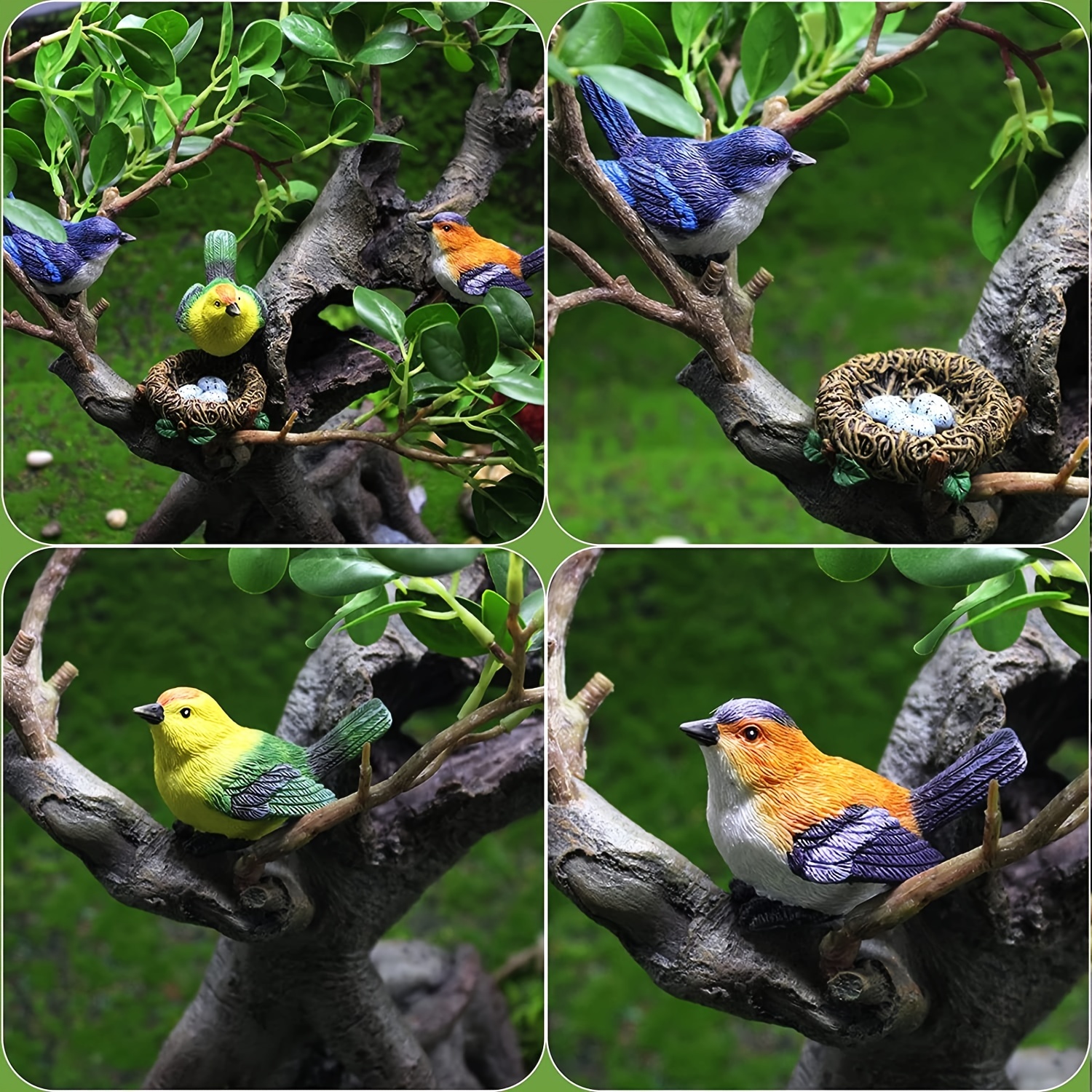 4 Uds Estatuas Pájaros En Miniatura Nido Pájaro Resina - Temu Chile