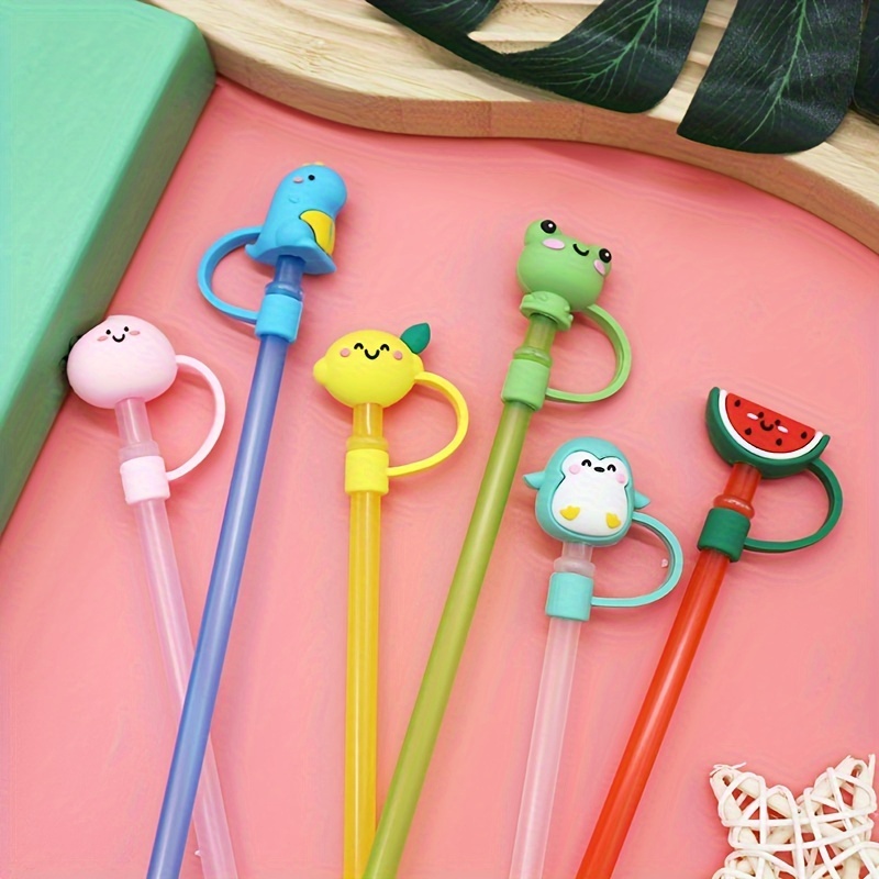 Silicone Cute Straw Cover - 12 Pack Cute Reusable Drinking Straw Caps Lids  Dust-Proof Straw Plugs for Straw Tips for Home Kitchen Accessories (Cute