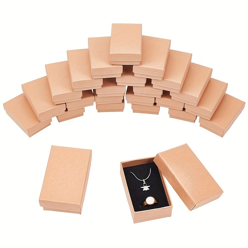 NBEADS 24 Pcs Tan Cardboard Jewelry Box Rectangle Kraft Paper Gift Boxes for
