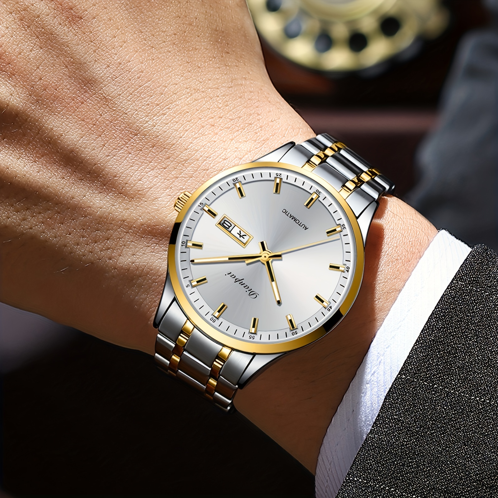 Men's Business Fully Automatic Mechanical Watch with Stainless Steel Strap