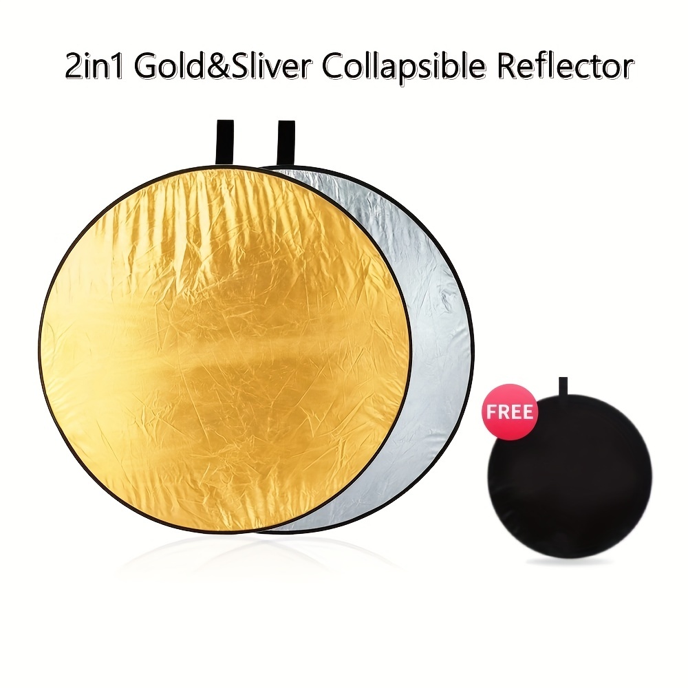 Réflecteur circulaire cinq en un avec poignée 80 cm Or Argent Noir Blanc  Translucide Panneau de