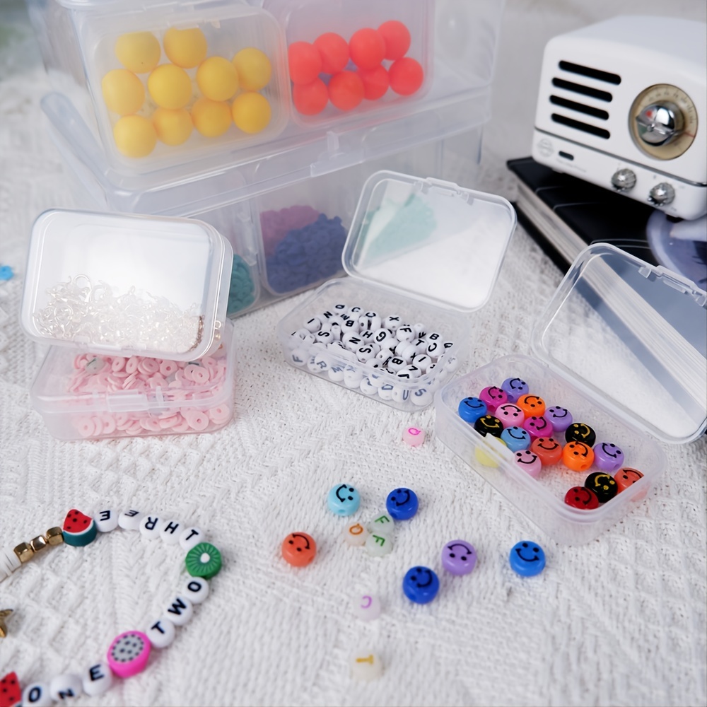 Mini Clear Plastic Beads Storage Box, Small Empty Organizer Box