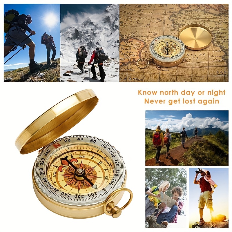 Hand-held Pocket Traveling Hiking Camping Navigation Brass Portable Compass  boussole kompas Camping Equipment походный инвентарь - AliExpress