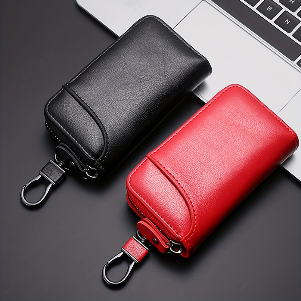 8 Colors Multi-function Key Wallets Unisex Coin Bag Zipper Protection Keys  Holder Storage Leather Texture Pouch Practical Solid - AliExpress