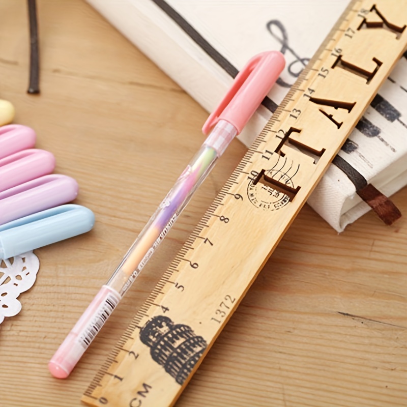 6 Pastel Color Square Rod Highlighter And 6 Ballpoint Pen No - Temu