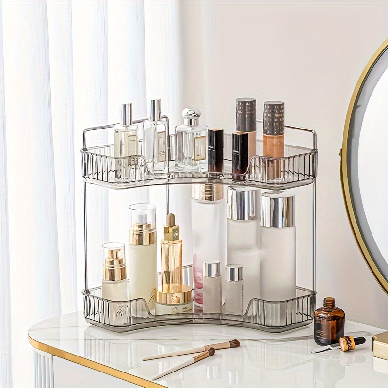 1pc Luxury 2-tier Bathroom Storage Rack, Countertop Cosmetic Organizer,  Skincare Product Storage Shelf