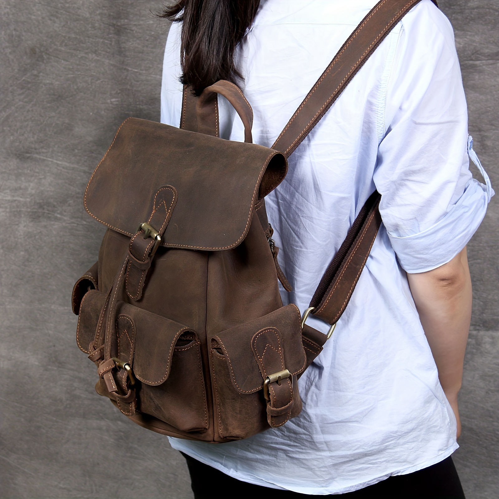 Canvas and Crazy Horse Leather Backpack Adventure for Man
