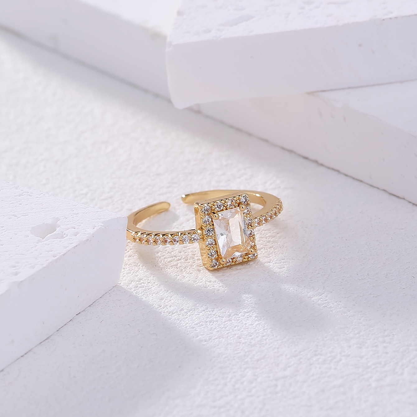 Nooxian Adjustable Copper Ring with Gemstone & CZ Accent