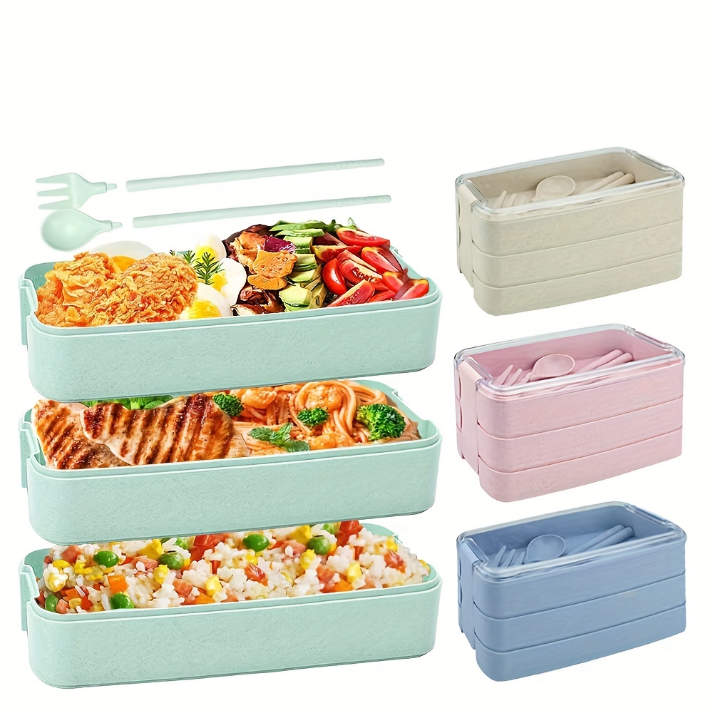 Bento Box Adult Lunch Box, 3 Stackable Bento Lunch Containers for