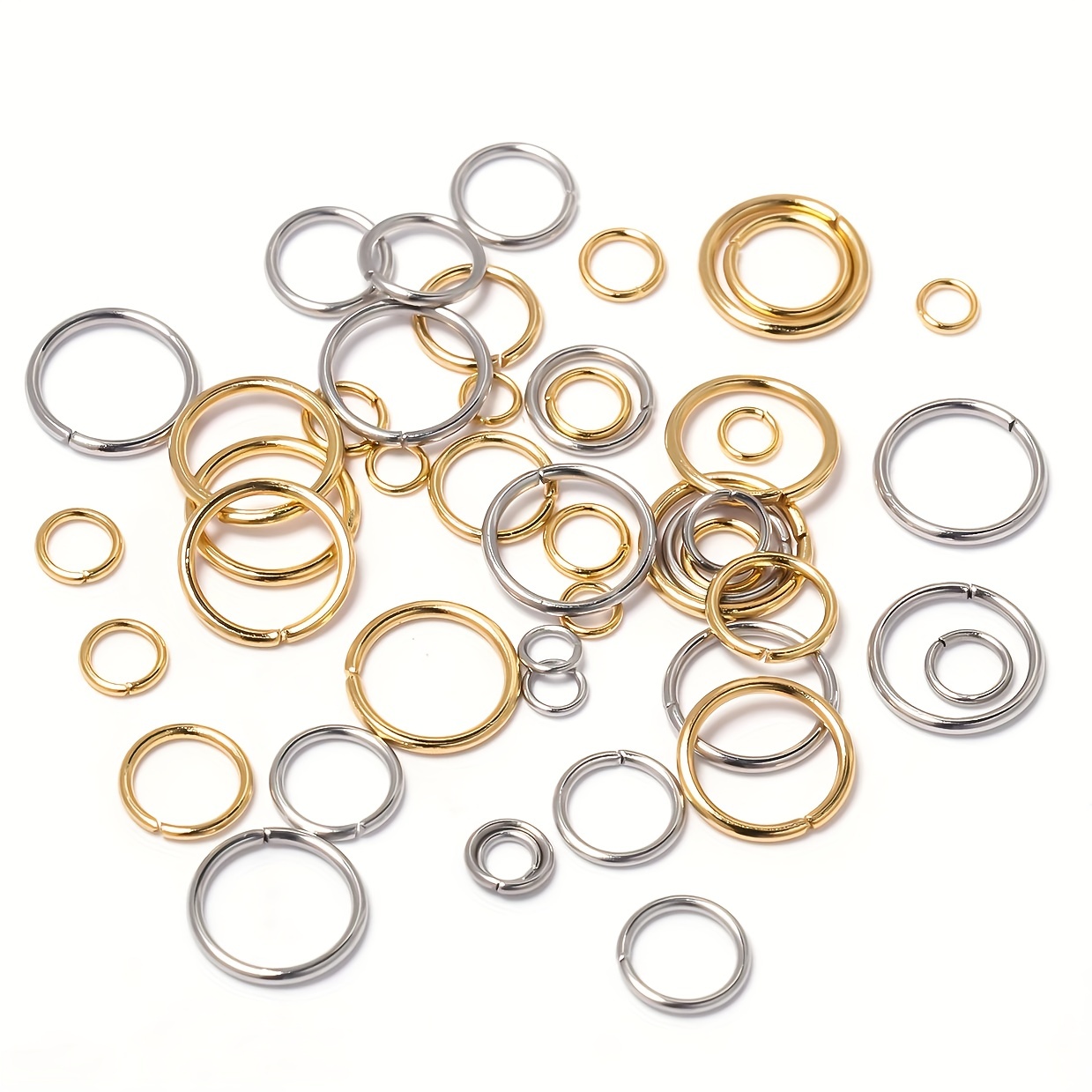 1 Box 310Pcs Stainless Steel Jump Rings 10mm Open Jump Ring Connectors Chainmail  Jump Rings Bulk for Jewelry Making Keychain Bracelet Necklace Earrings  Split Rings Charm DIY Supplies 