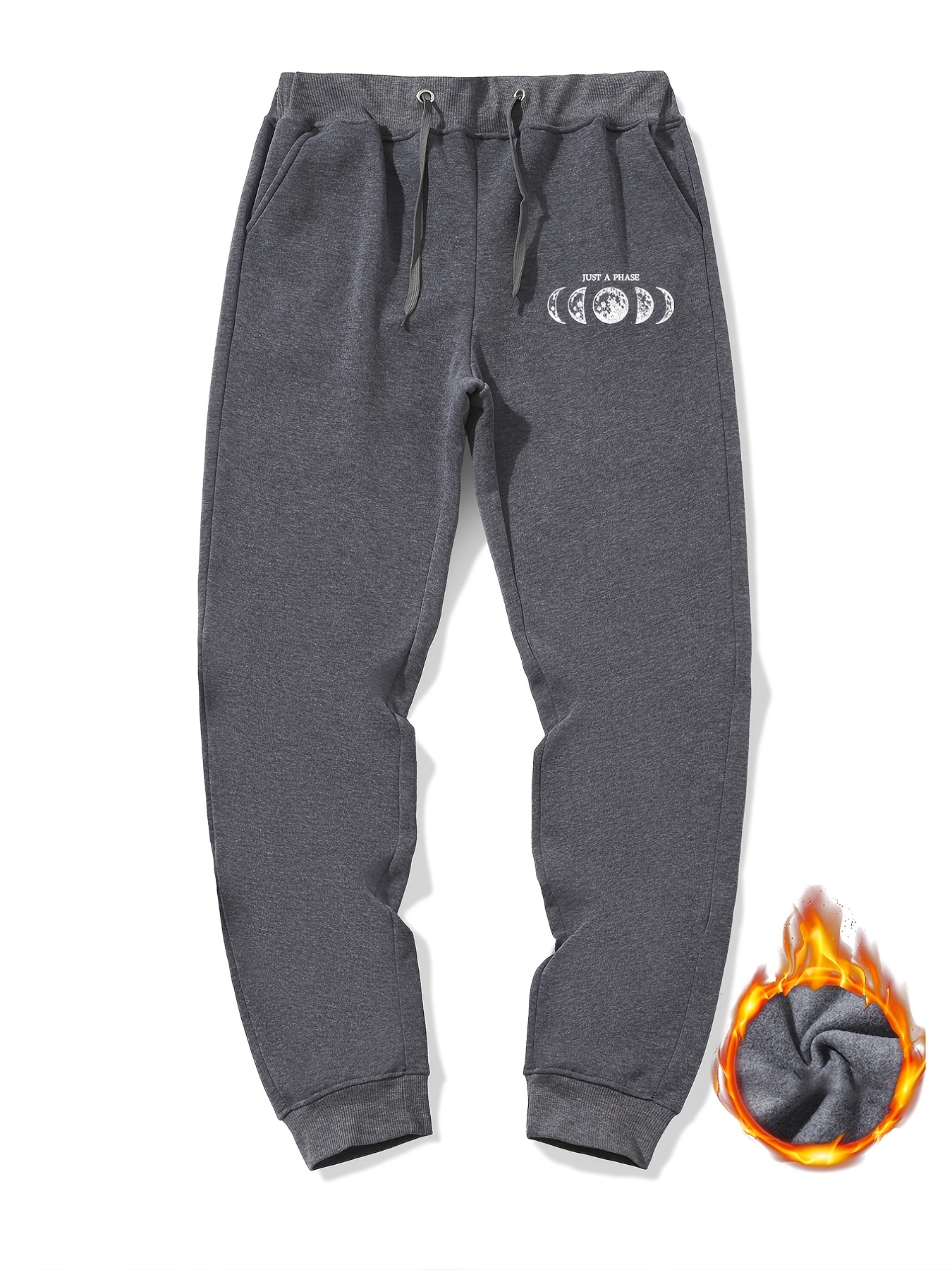 Moon Print Warm Sweatpants Men's Jogger Pants