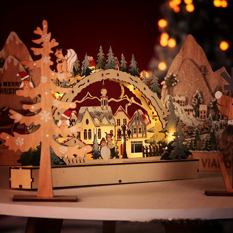 18pcs Christmas Village Small House Miniatures Set