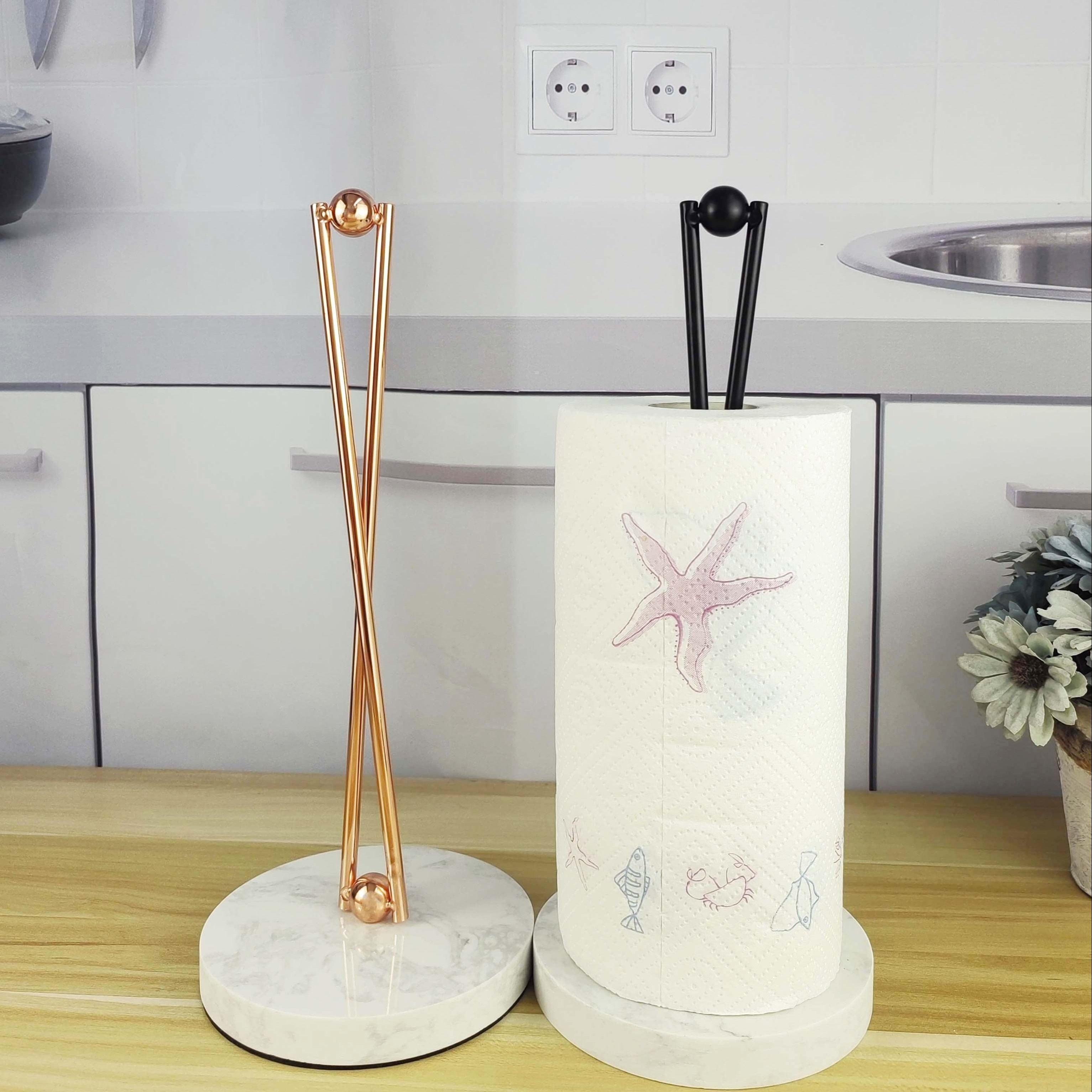 JUXYES Vertical Countertop Paper Towel Roll Holder Rack, Upright Paper  Holder Crushed Diamond Standup Paper Towel Holder for Kitchen Dining Room