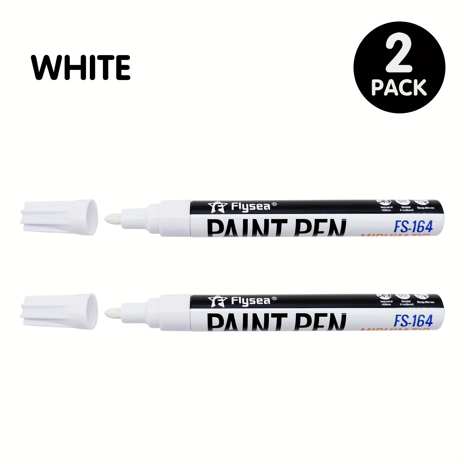  Permanent Paint Pens White Markers - 2 Pack Single