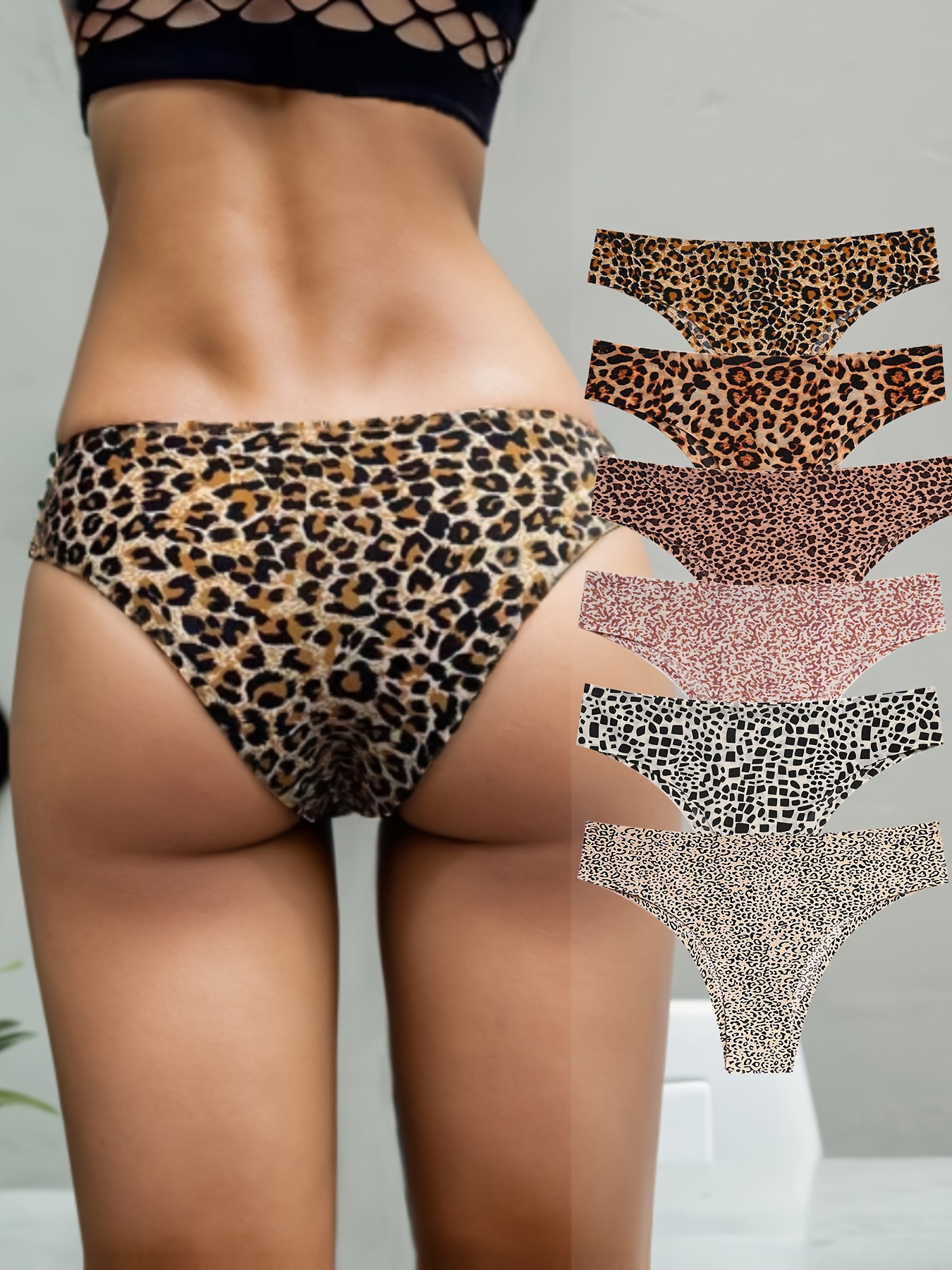 Leopard Print Seamless Thong Panties Sexy Comfortable - Temu Canada
