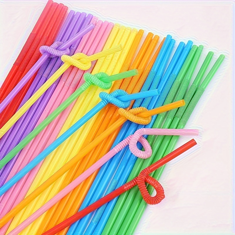 100pcs Crazy Straw Crystal Disposable Plastic Straw Pet Bar Cocktail Funny  Party Decoration