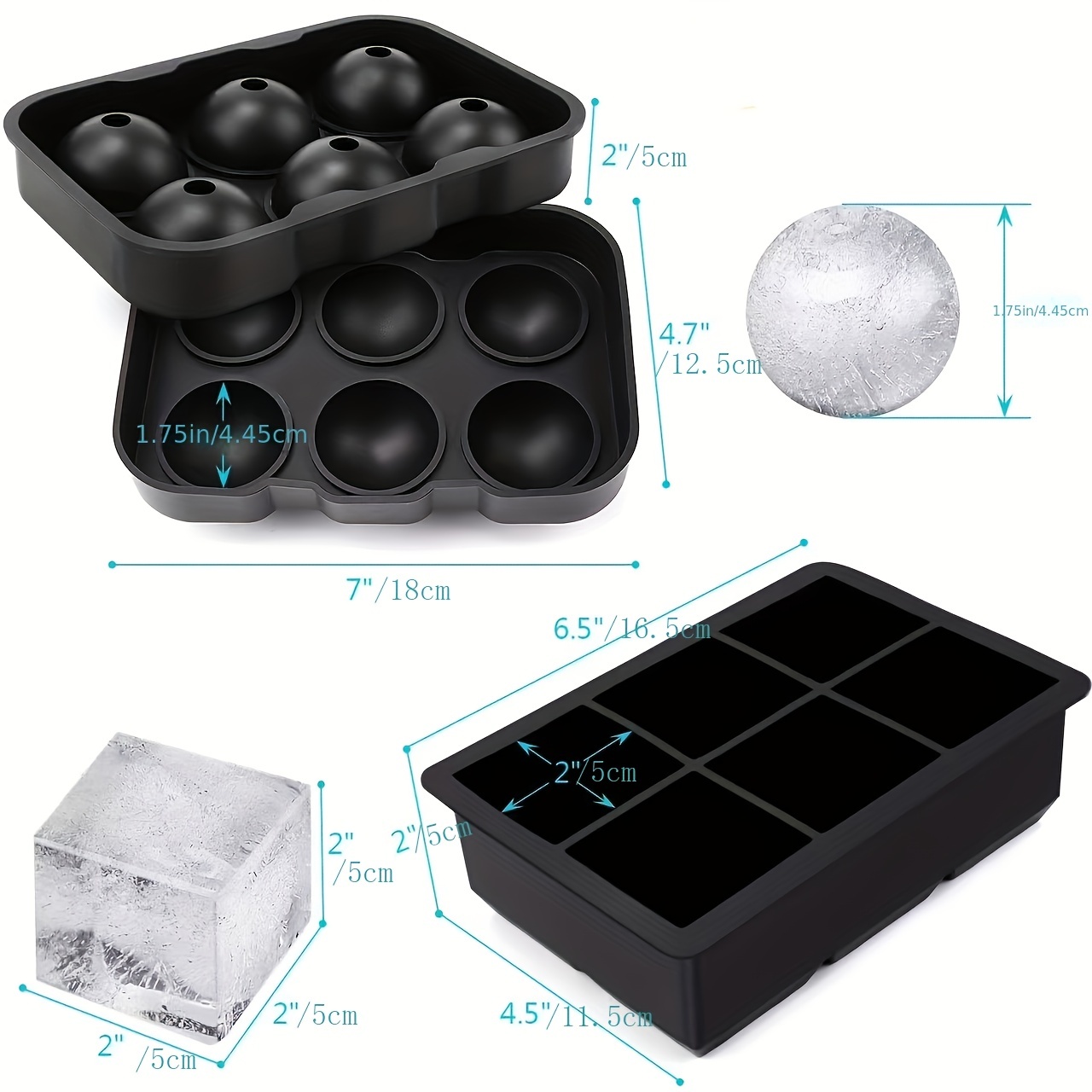 5CM Big Ice Cube Maker Trays Silicone Square Ice Mold Mould for