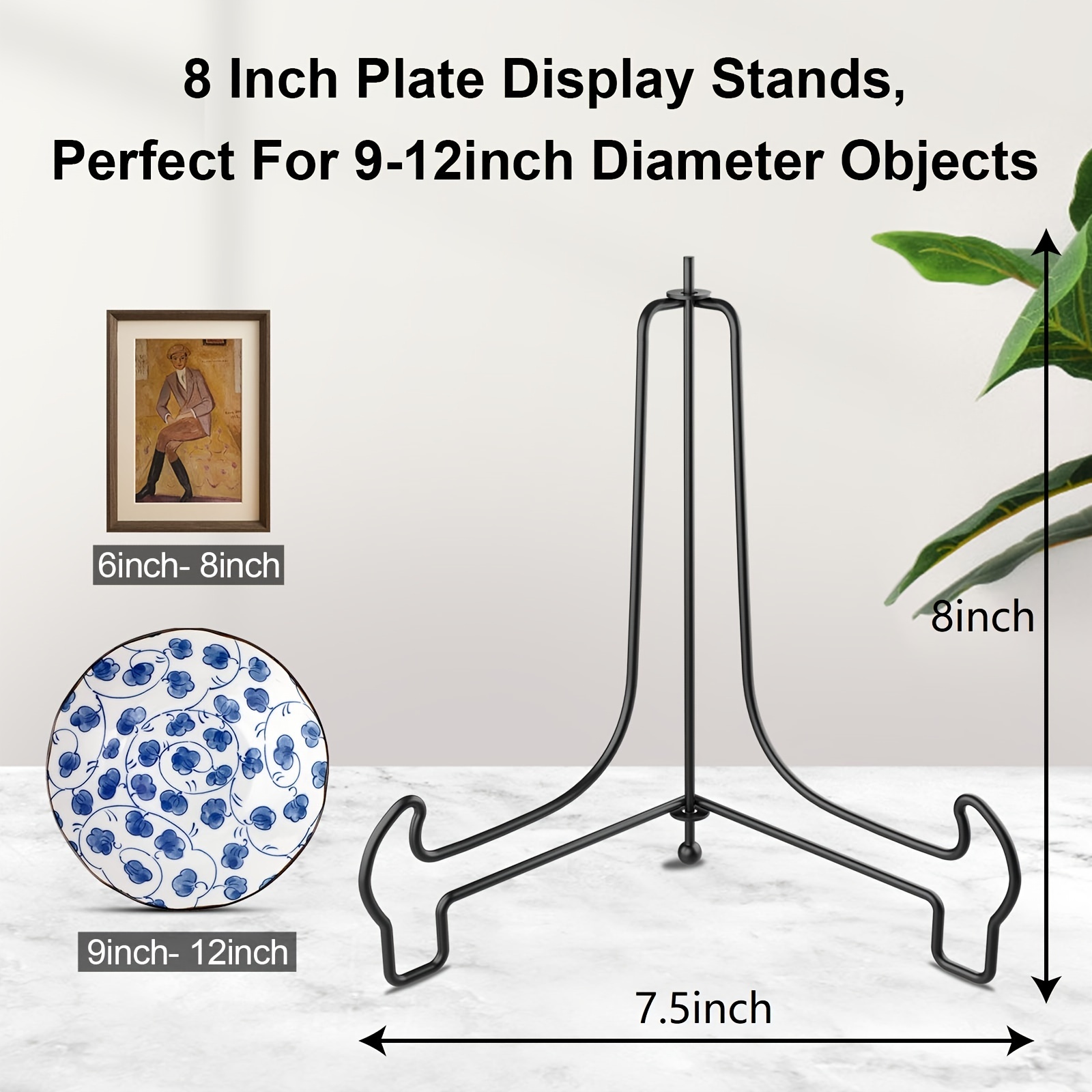Large Iron 10 inch plate stand Holder Picture Frame stand Easel