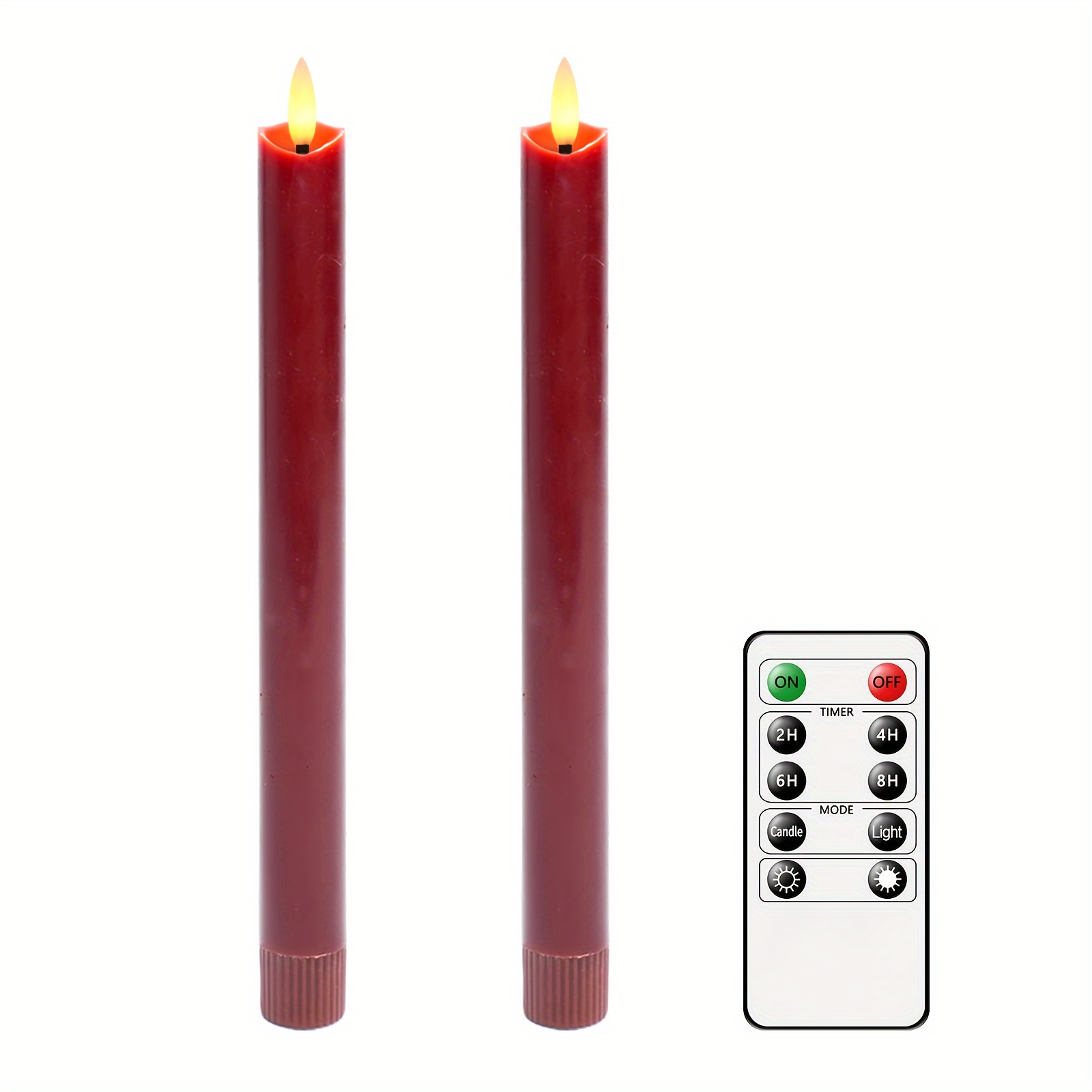 2 Candele fiamma 3D LED cera rossa