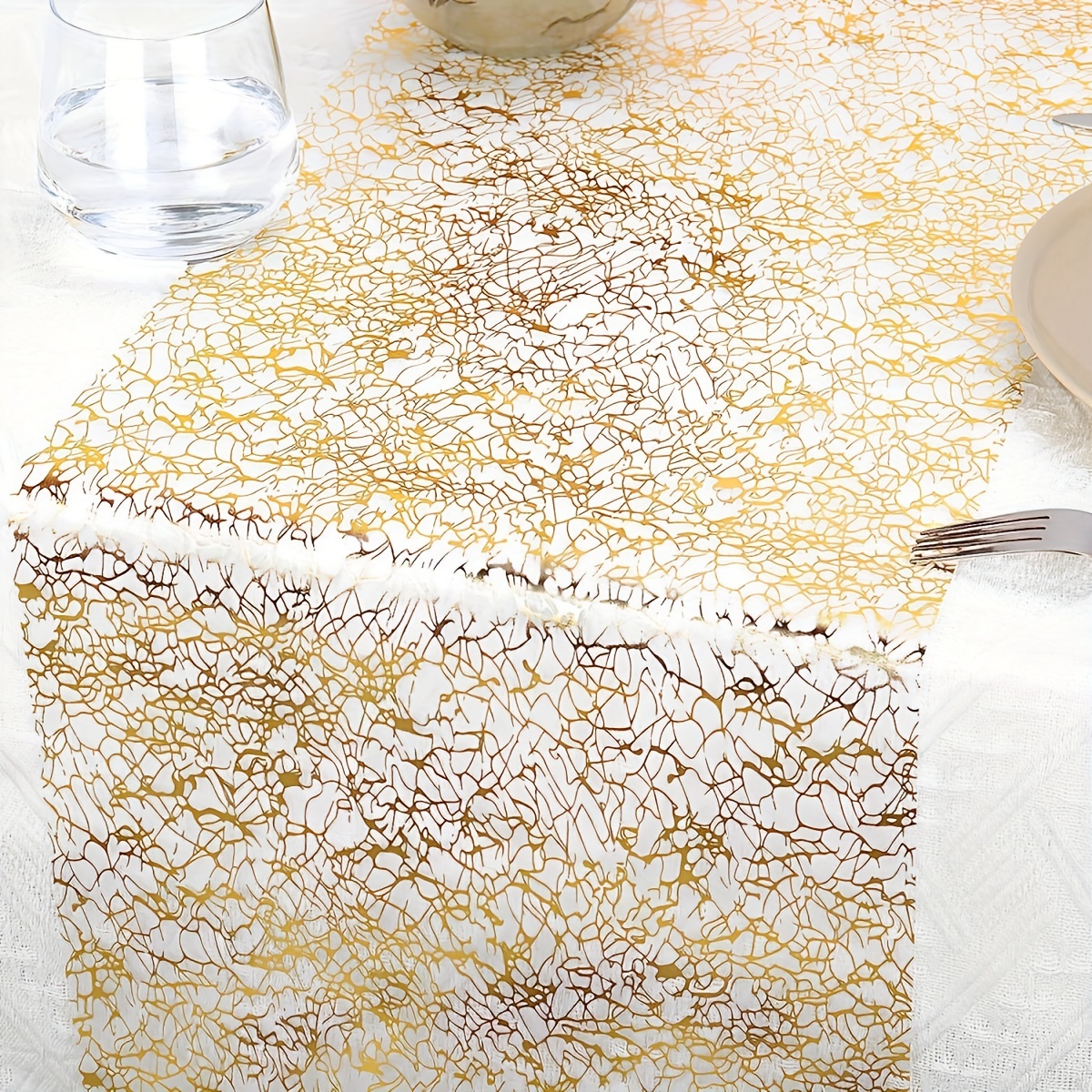 9Ft Glitter Paper Table Runner Roll, Disposable Table Runner with Circle  Pattern