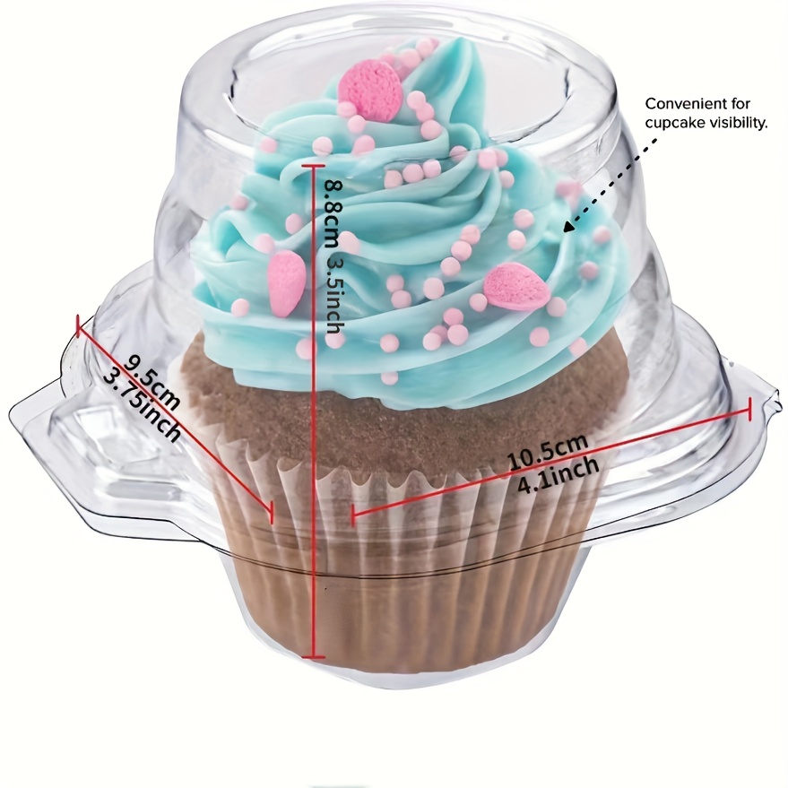 Individual Cupcake Containers (50 Pack) | Clear Plastic Disposable Cupcake  Boxes/Holders | Single Cupcake Holder with Dome Lid Bulk | BPA-Free Plastic