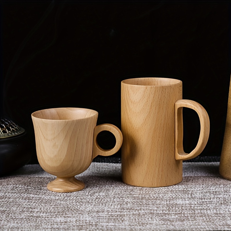 Wooden Insulated Tea Cup With Handle, Solid Wood Coffee Cup, Tea Cup,  Jujube Wood Flat Bottom Coffee Cup - Temu