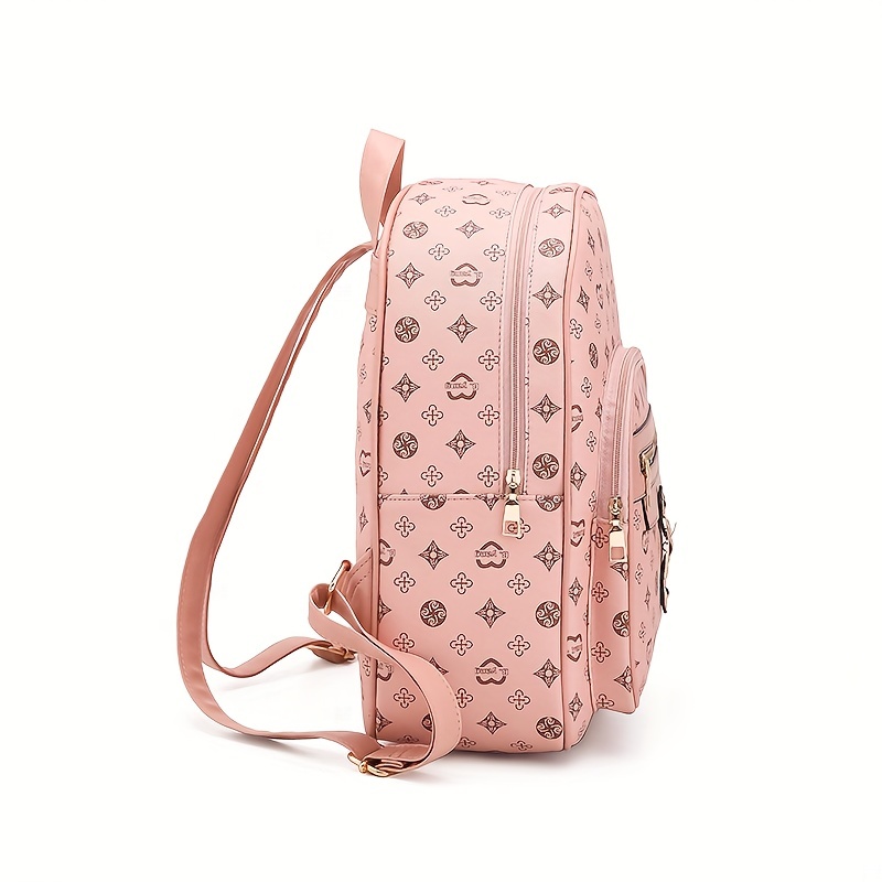 Temu Cute Small Zipper Backpack, Women's Geometric Pattern