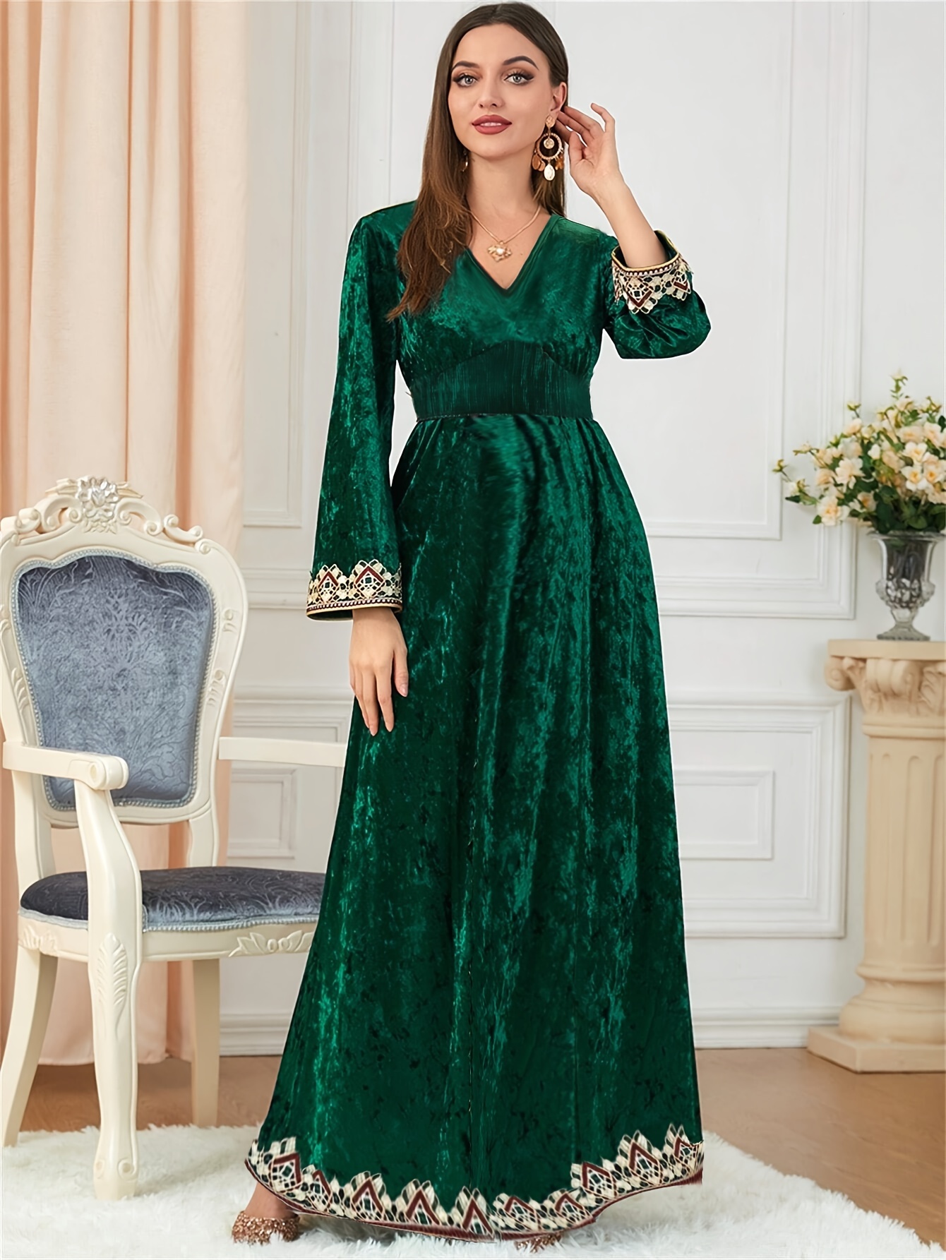 Green Velvet Dress Plus Size - Temu