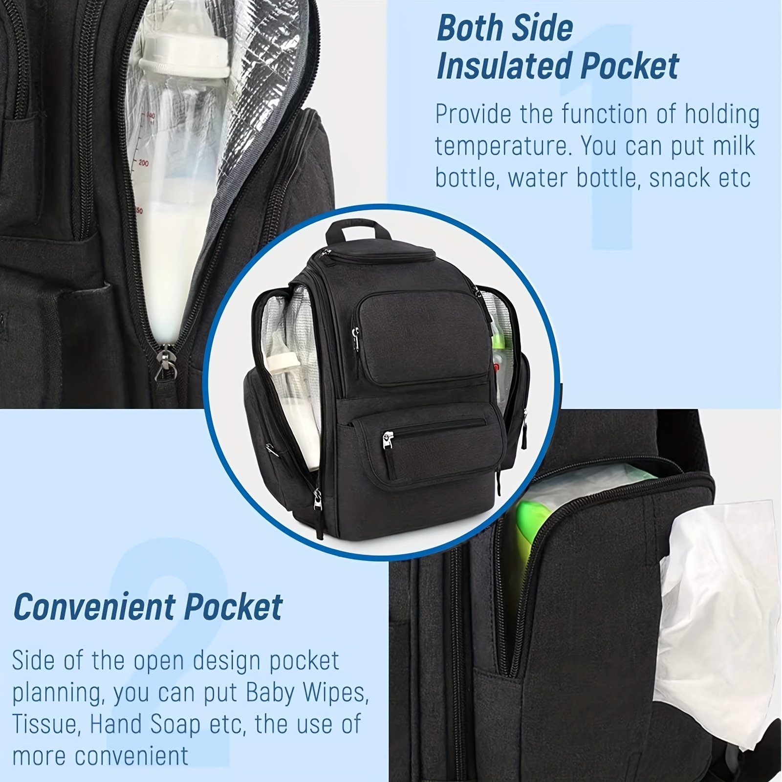 Diaper Bag Backpack Mother and Baby Bag Baby Bottle Insulation Waterproof  Mother Bag