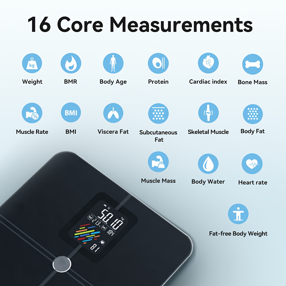 Body Fat Scale, Smart BMI Bathroom Weight Scale Body Composition Monitor  Health Analyzer with Smartphone App for Body Weight, Fat, Water, BMI, BMR