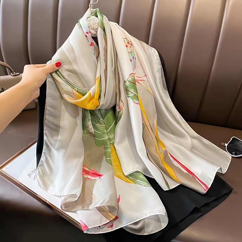 Women's Silk Sunscreen Scarf, Beach Shawl, Oversized Scarf, Dual-Purpose,  Summer, Spring, Autumn, New